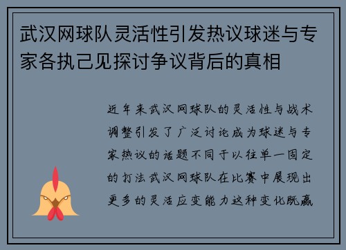 武汉网球队灵活性引发热议球迷与专家各执己见探讨争议背后的真相